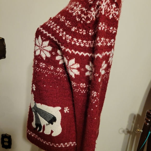 Croft and Borrow Christmas Sweater Hoildays Large Holiday Zip Up - Picture 5 of 9